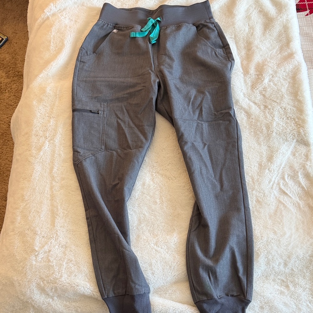 Figs Gray Jogger Pants with Teal Accent